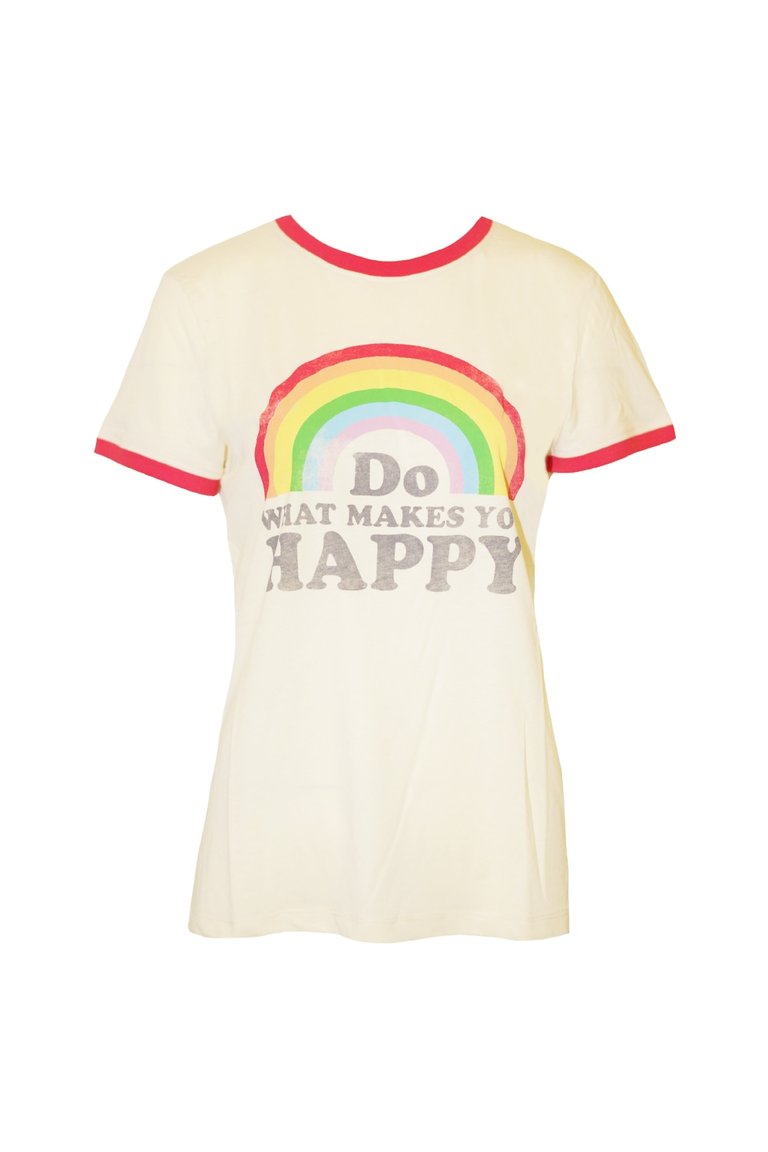 Brave Soul Womens/Ladies Do What Makes You Happy T-Shirt (Cream) - Cream