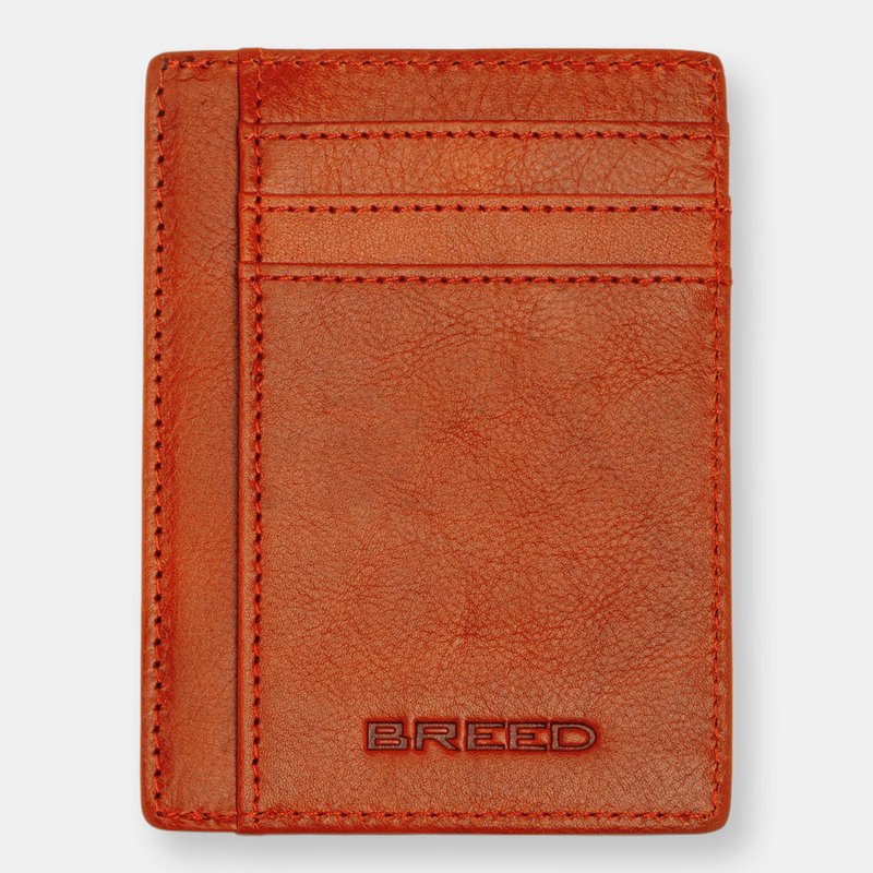 Breed Chase Genuine Leather Front Pocket Wallet In Orange