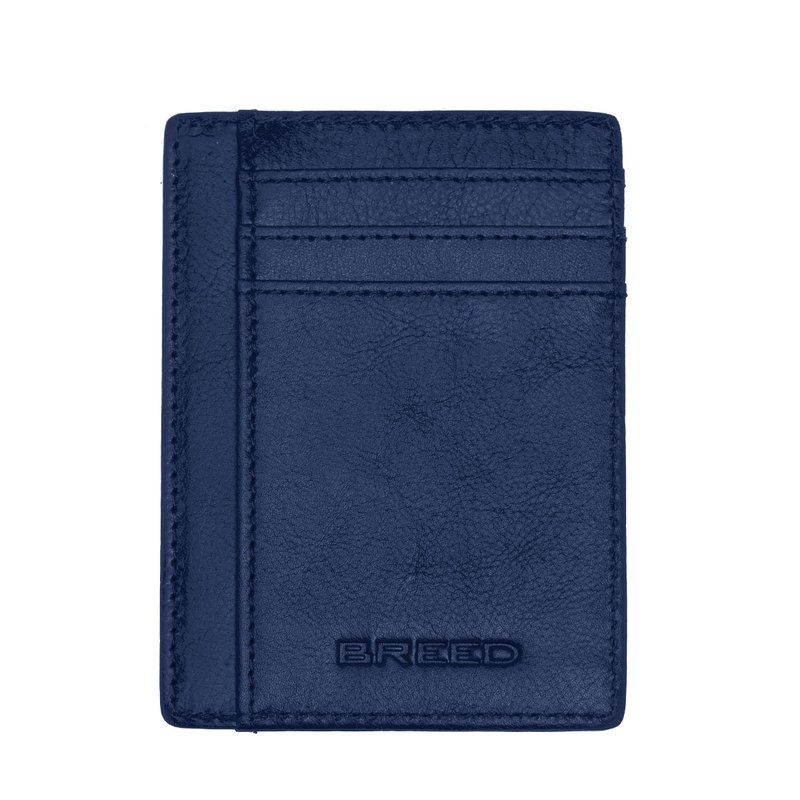 Breed Chase Genuine Leather Front Pocket Wallet In Blue