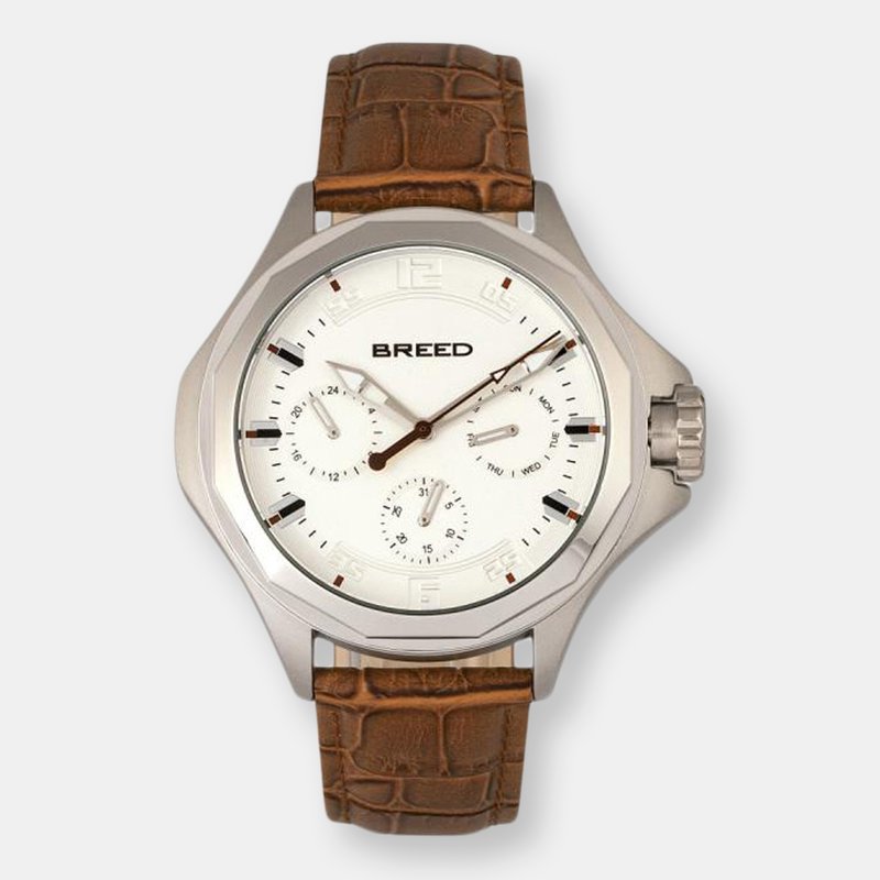 BREED BREED TEMPE LEATHER-BAND WATCH WITH DAY/DATE