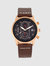 Andreas Leather Band Watch - Rose Gold/Dark Brown