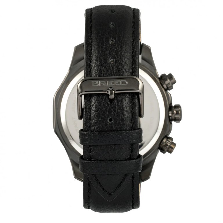 Breed Lacroix Chronograph Leather-Band Watch - Gunmetal/Black