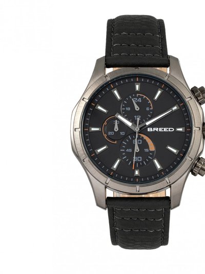 Breed Watches Breed Lacroix Chronograph Leather-Band Watch - Gunmetal/Black product