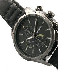 Breed Lacroix Chronograph Leather-Band Watch - Gunmetal/Charcoal