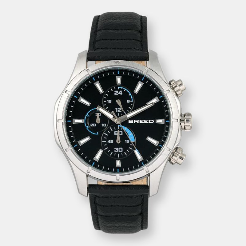 Breed Watches Breed Lacroix Chronograph Leather-band Watch In Black