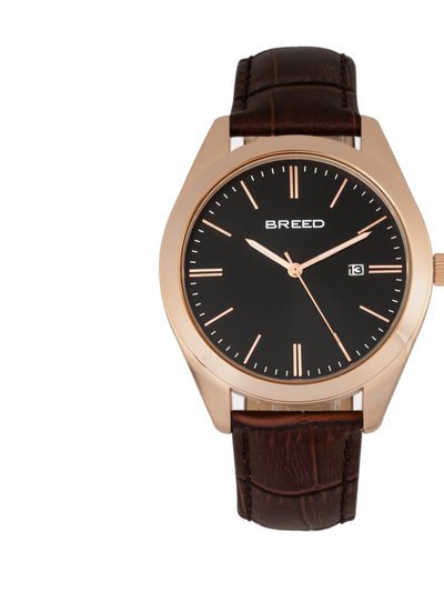 Breed Watches Breed Louis Leather-Band Watch w/Date - Rose Gold/Black product