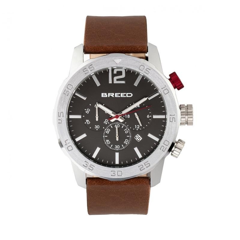 Breed Watches Breed Manuel Chronograph Leather-band Watch W/date In Brown