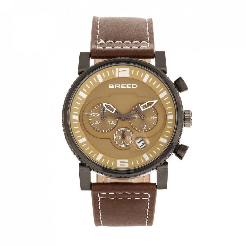 Breed Watches Breed Ryker Chronograph Leather-band Watch W/date In Brown