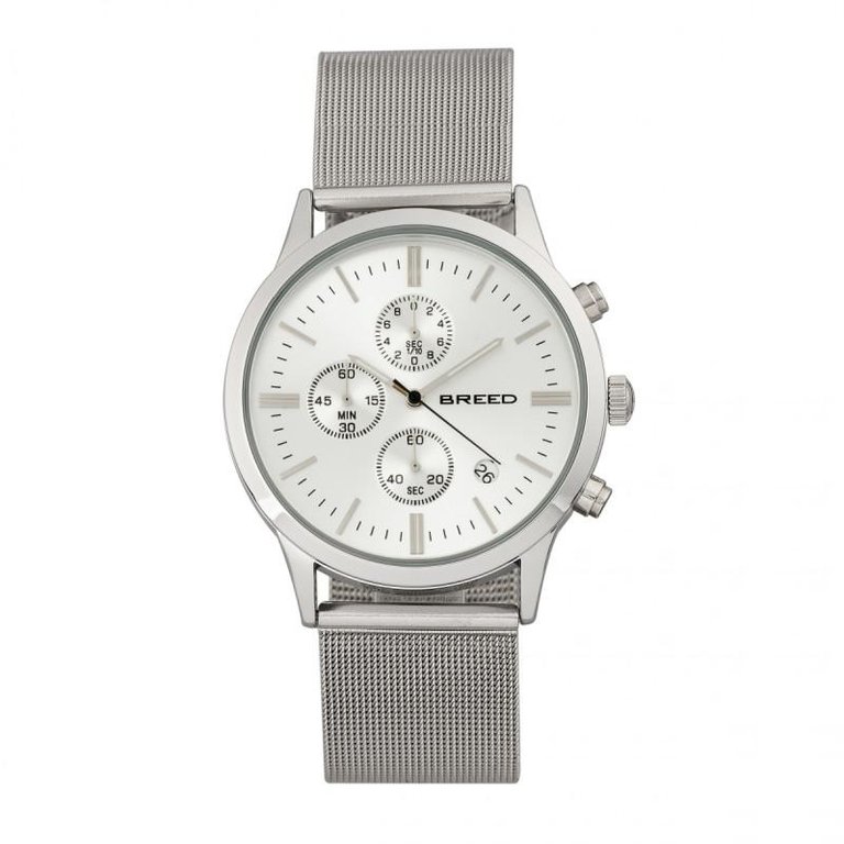 Espinosa Chronograph Mesh-Bracelet Watch With Date - Silver