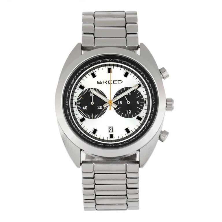 Racer Chronograph Bracelet Watch With Date - Silver/Black (Bracelet Band)