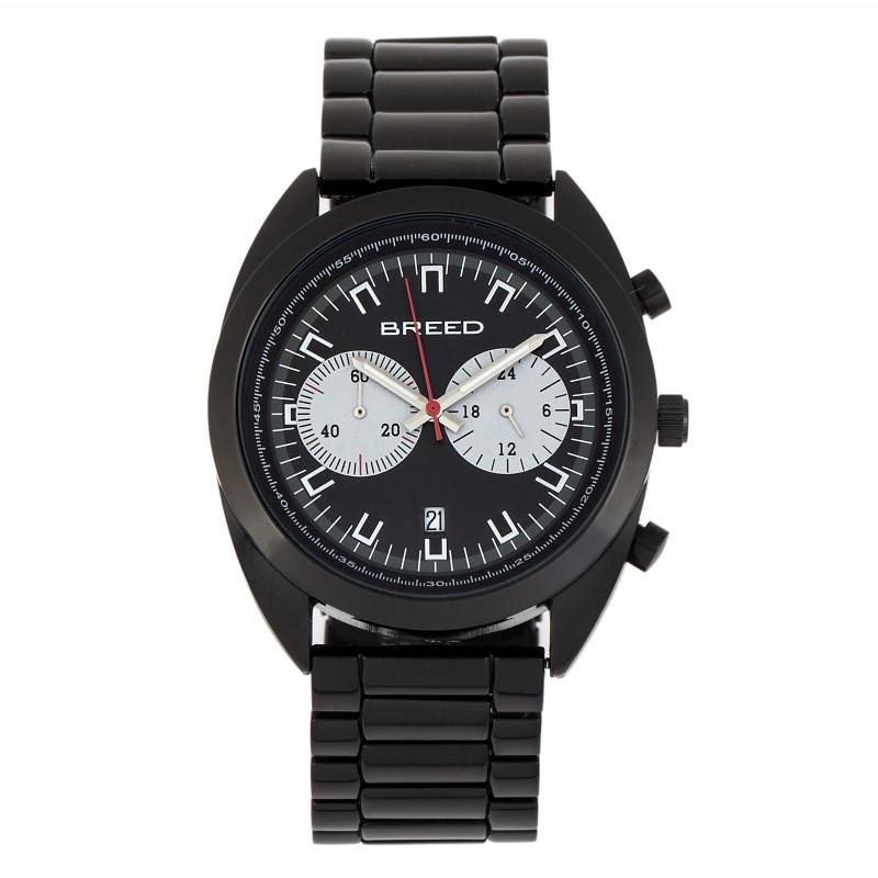 Breed Watches Racer Chronograph Bracelet Watch With Date In Black