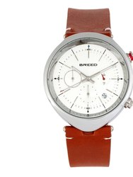 Tempest Chronograph Leather-Band Watch With Date - Brown/White