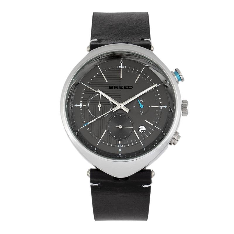 Breed Tempest Chronograph Leather-band Watch With Date In Black