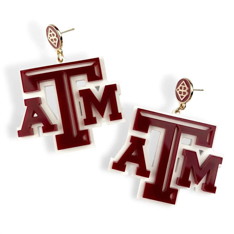 Shop Brianna Cannon Texas A&m Logo Earrings In Red