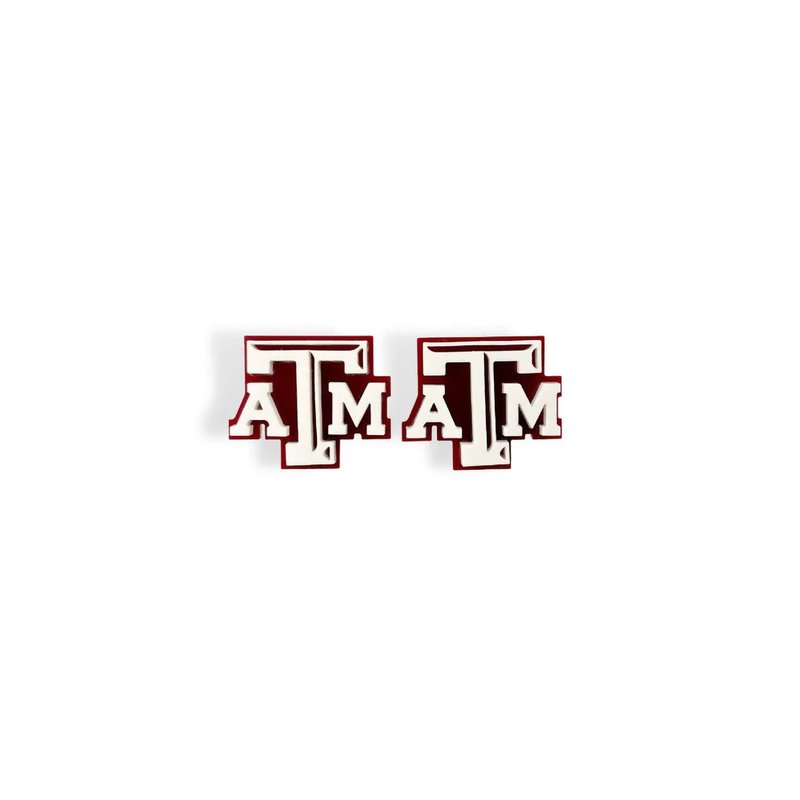 Brianna Cannon Texas A&m Logo Studs In White
