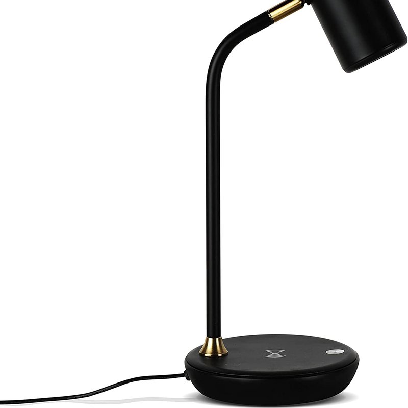 Brightech Ezra Led Table Lamp With Wireless Charging Pad In Black