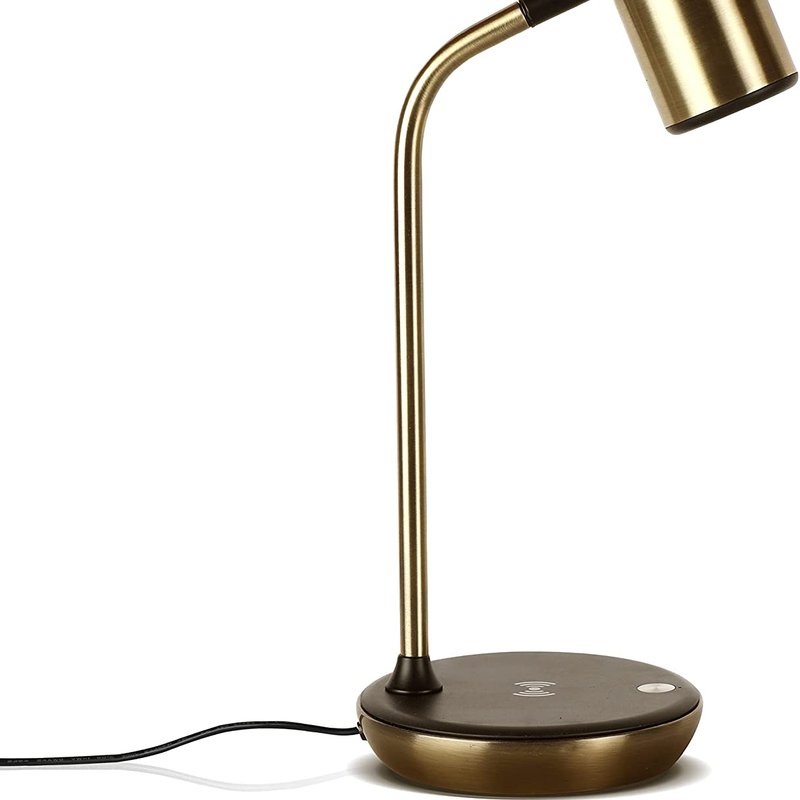 Brightech Ezra Led Table Lamp With Wireless Charging Pad In Gold