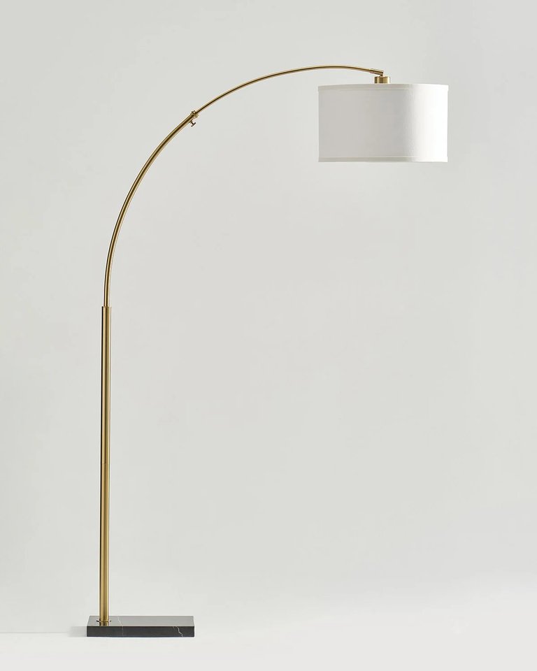 Logan LED Arc Floor Lamp - Antique Brass