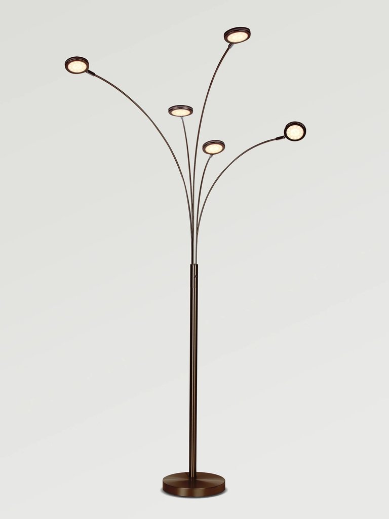 Orion 5 LED Arc Floor Lamp with 5 Lamp Heads - Oil Brushed Bronze