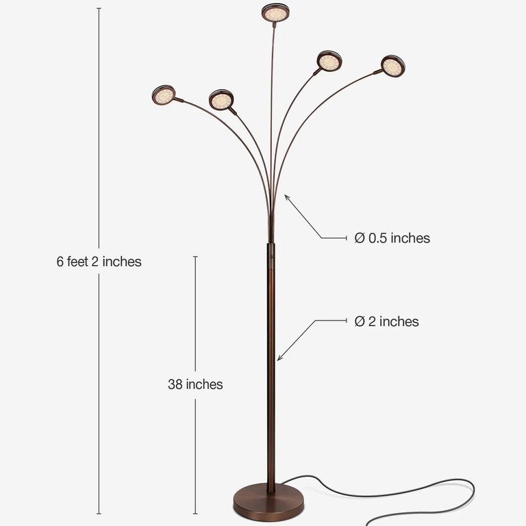Orion 5 LED Arc Floor Lamp with 5 Lamp Heads