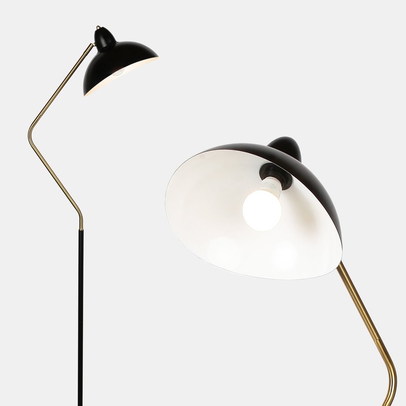 Brightech Swoop Led Floor Lamp With Adjustable Downlight Lamp Head In Black