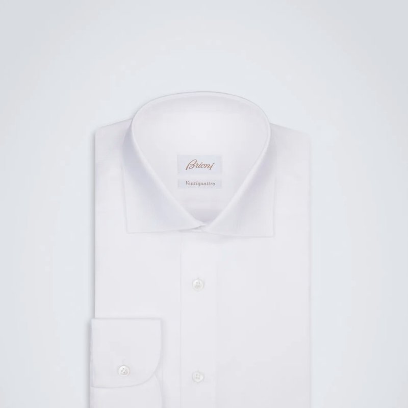 Shop Brioni Essential White Ventiquattro Cotton Formal Shirt