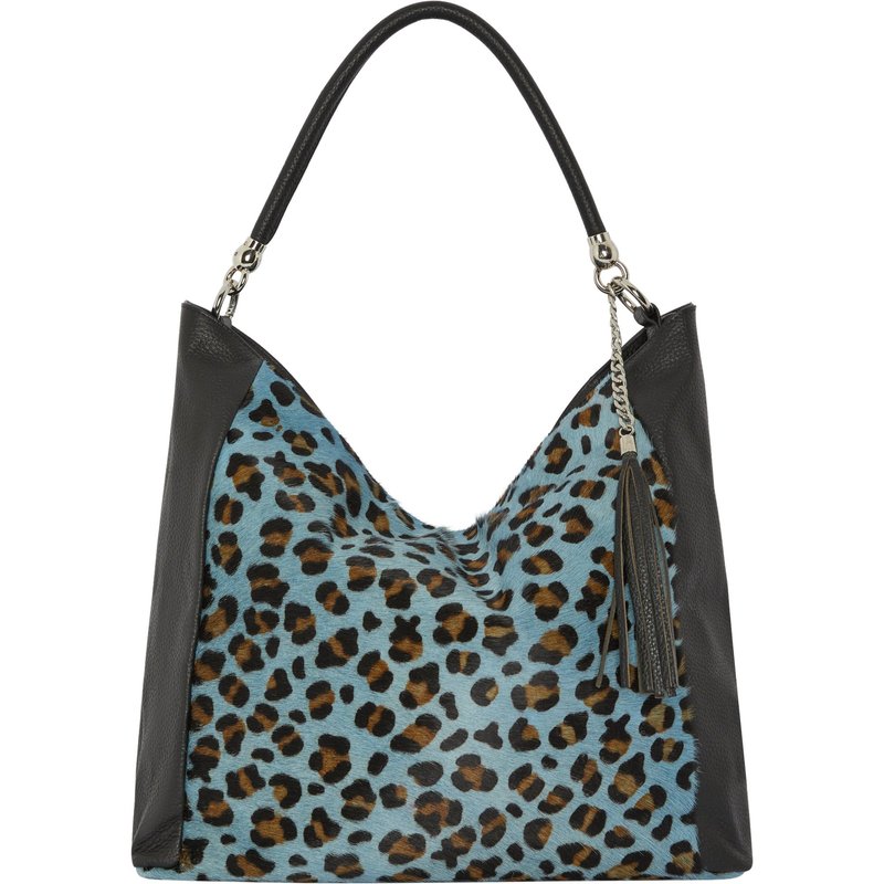 Shop Brix + Bailey Blue Animal Print Leather Shoulder Bag