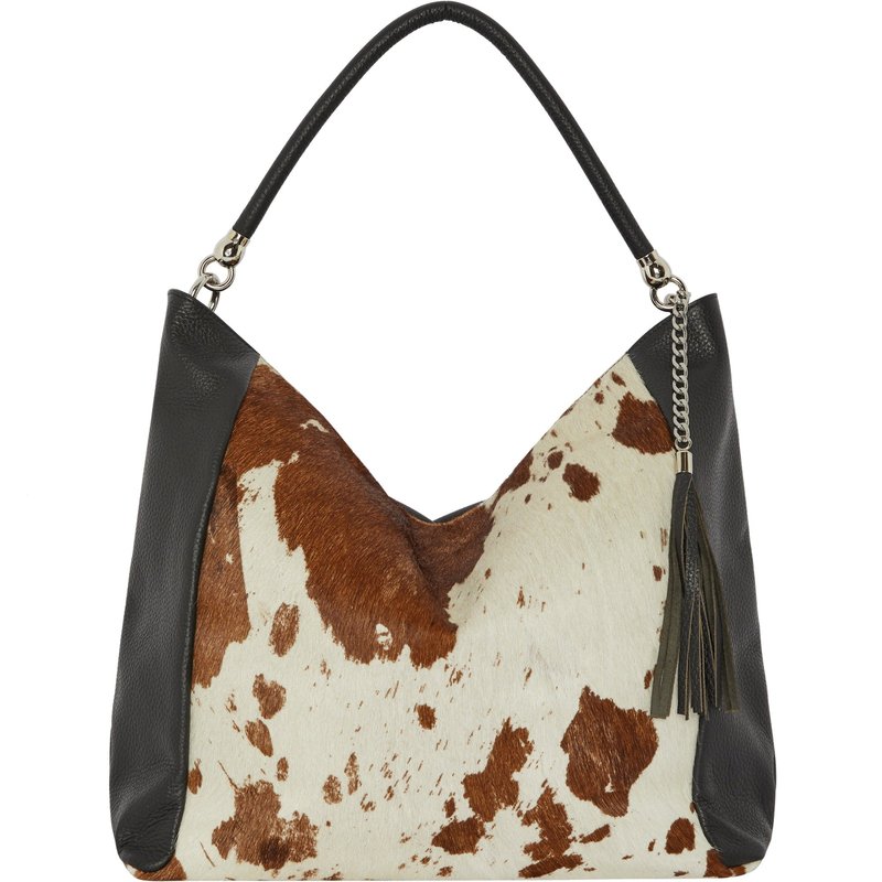 Shop Brix + Bailey Natural Animal Print Leather Shoulder Bag In Brown