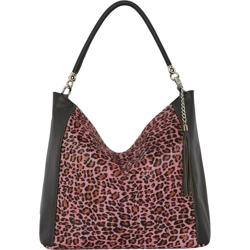 Shop Brix + Bailey Pink Animal Print Leather Shoulder Bag