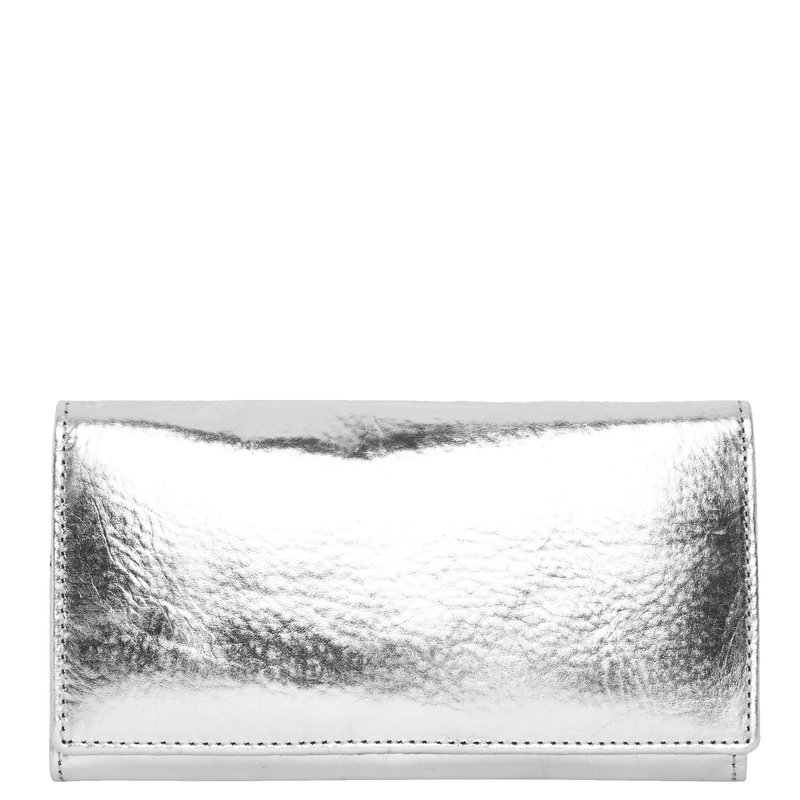 Shop Brix + Bailey Silver Leather Multi Section Purse In Grey