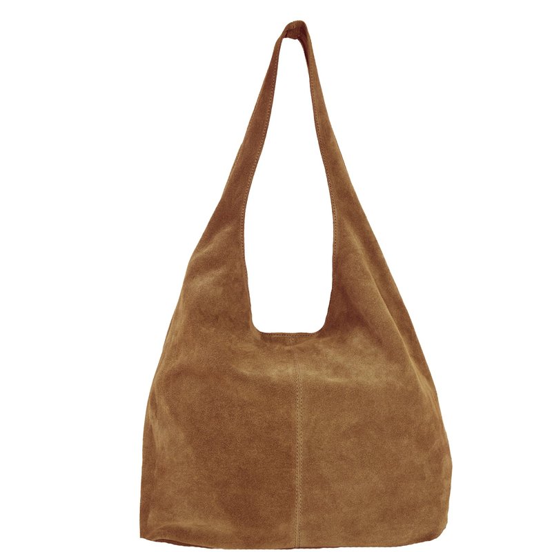Shop Brix + Bailey Tan Suede Leather Hobo Boho Shoulder Bag In Brown