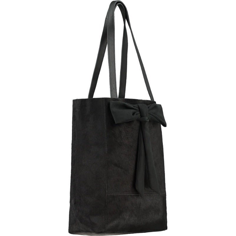 Brix + Bailey Black Bow Haircalf Leather Tote Bag | Byyey