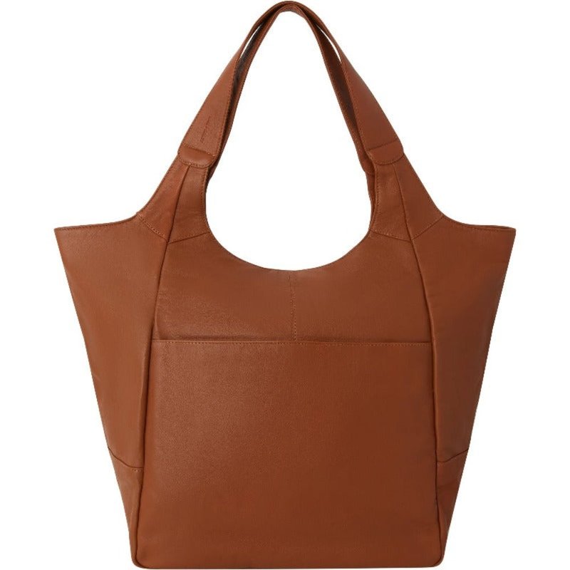 Brix + Bailey Camel Leather Pocket Tote Shoulder Bag | Bxaib In Brown