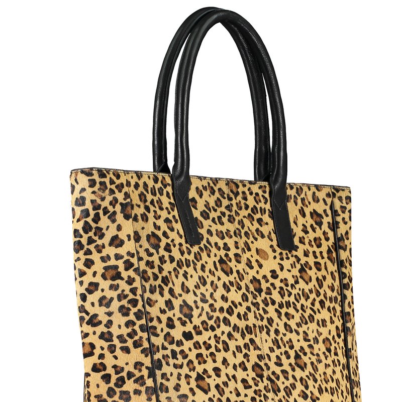 Brix + Bailey Animal Animal Print Large Leather Tote In Brown