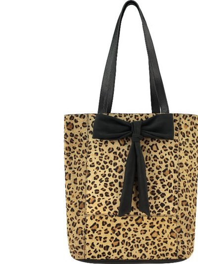Brix + Bailey Leopard Print Bow Small Calf Hair Leather Tote product