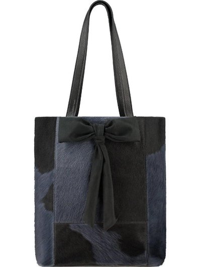 Brix + Bailey Navy Bow Calf Hair Leather Tote product