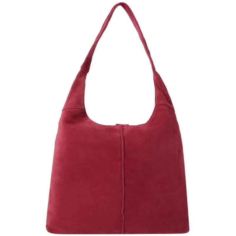 Brix + Bailey Strawberry Red Soft Suede Hobo Shoulder Bag