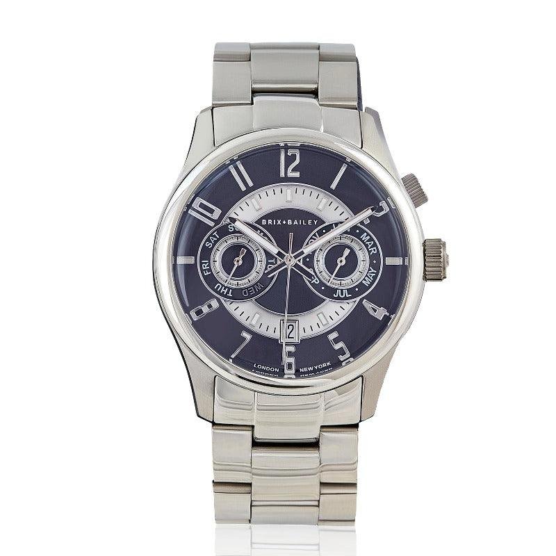 Brix + Bailey Men's Blue / Silver The  Navy Blue Heyes Chronograph Automatic Watch Form Four
