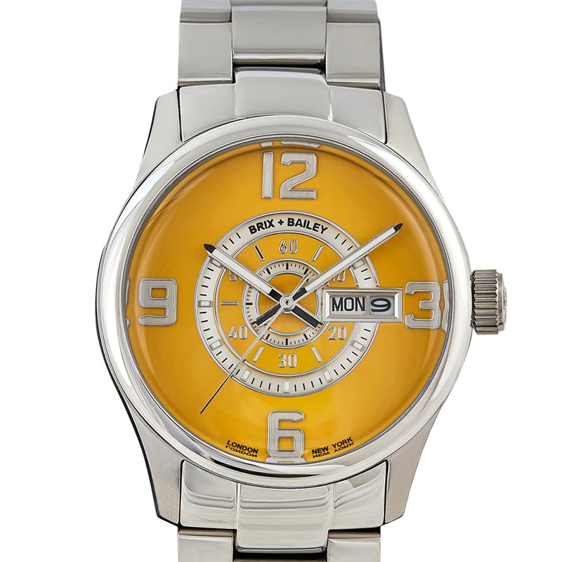 Brix + Bailey Yellow / Orange The  Men's Yellow Simmonds Steel Strap Watch Form Nine