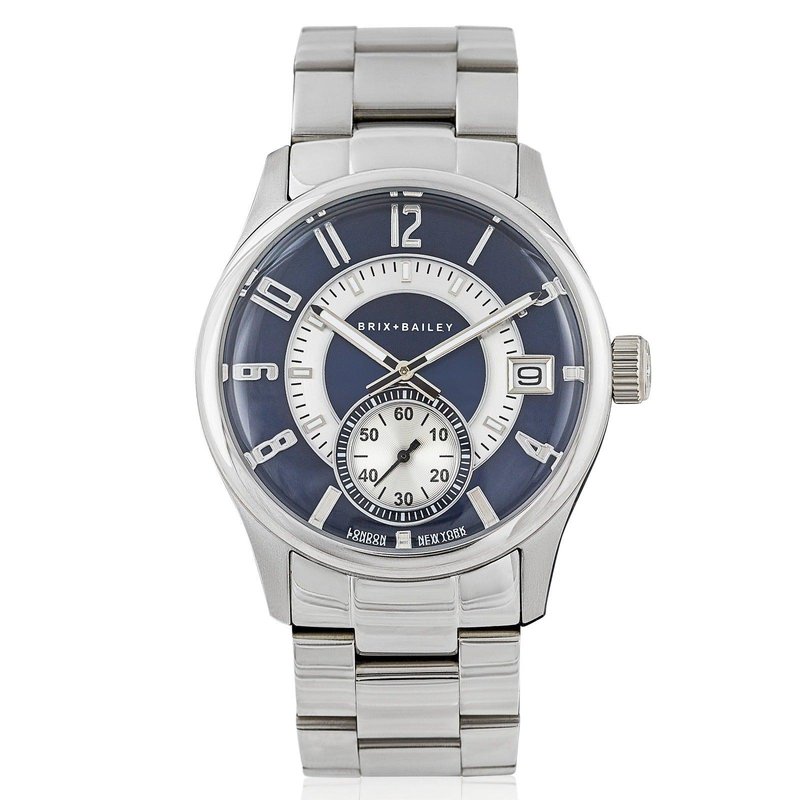 Brix + Bailey Blue / Silver The  Men's Price Navy Steel Strap Watch Form Four