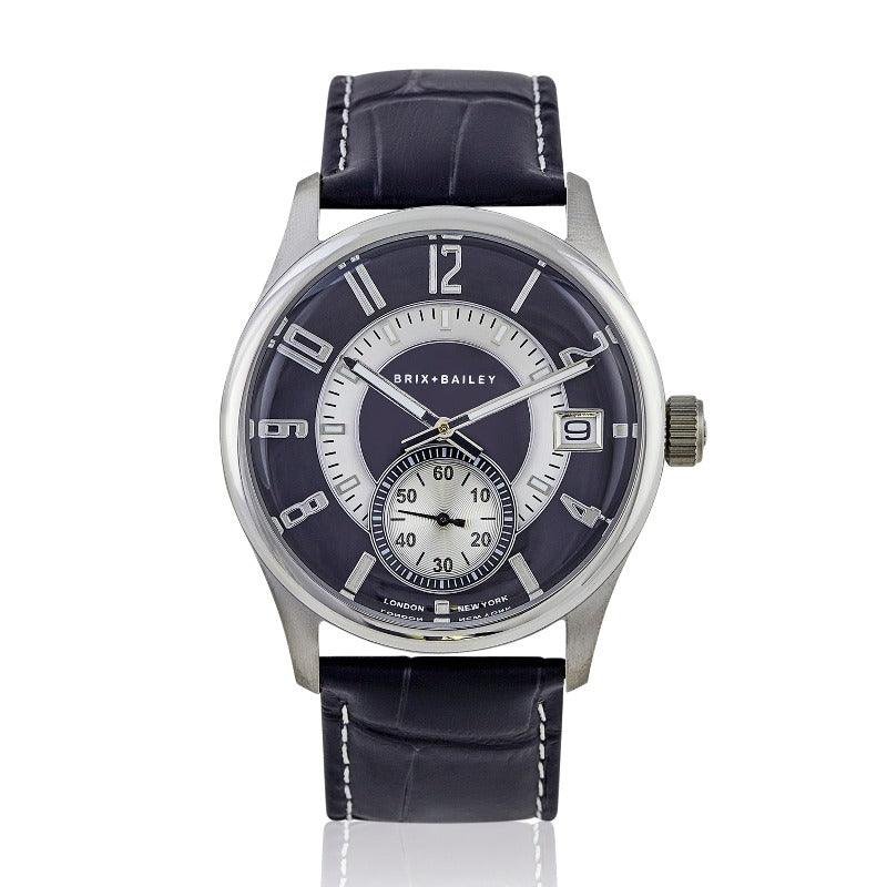 Brix + Bailey Black / Silver The  Men's Price Black Leather Strap Chronograph Watch Form One In Blue