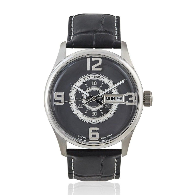 Brix + Bailey The  Men's Black Simmonds Leather Strap Watch Form One