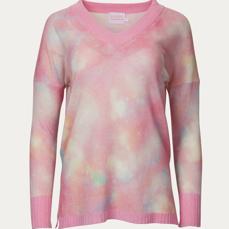 Shop Brodie Daydream Harriet V-neck Sweater In Pink