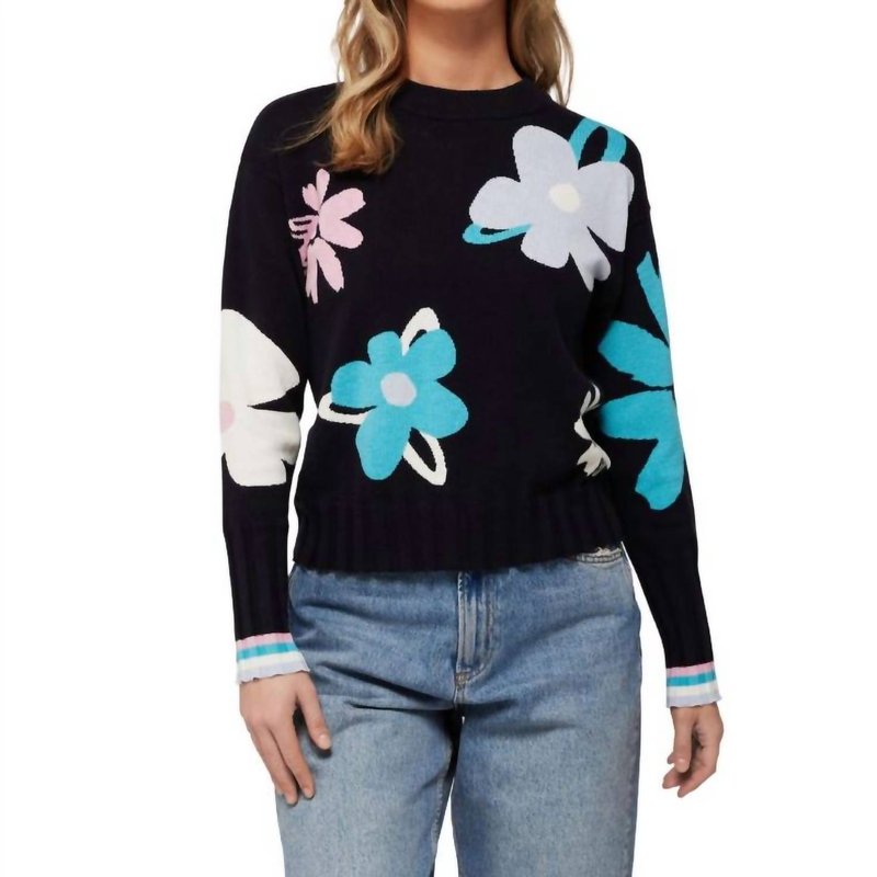 Shop Brodie Wispr Abstract Floral Crew Sweater In Black