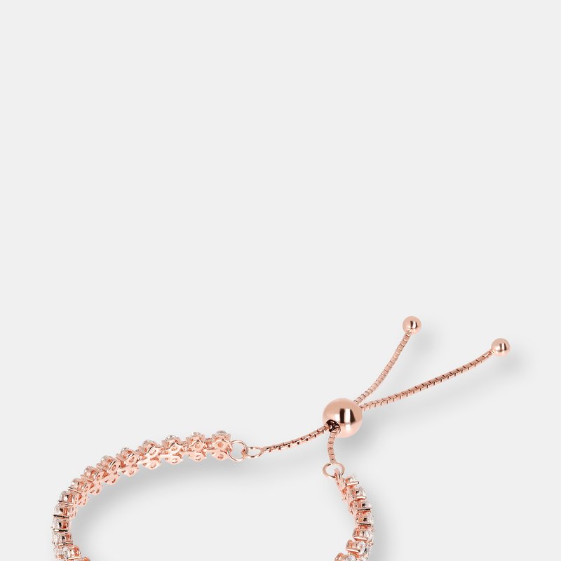 Bronzallure Adjustable Tennis Bracelet In Pink