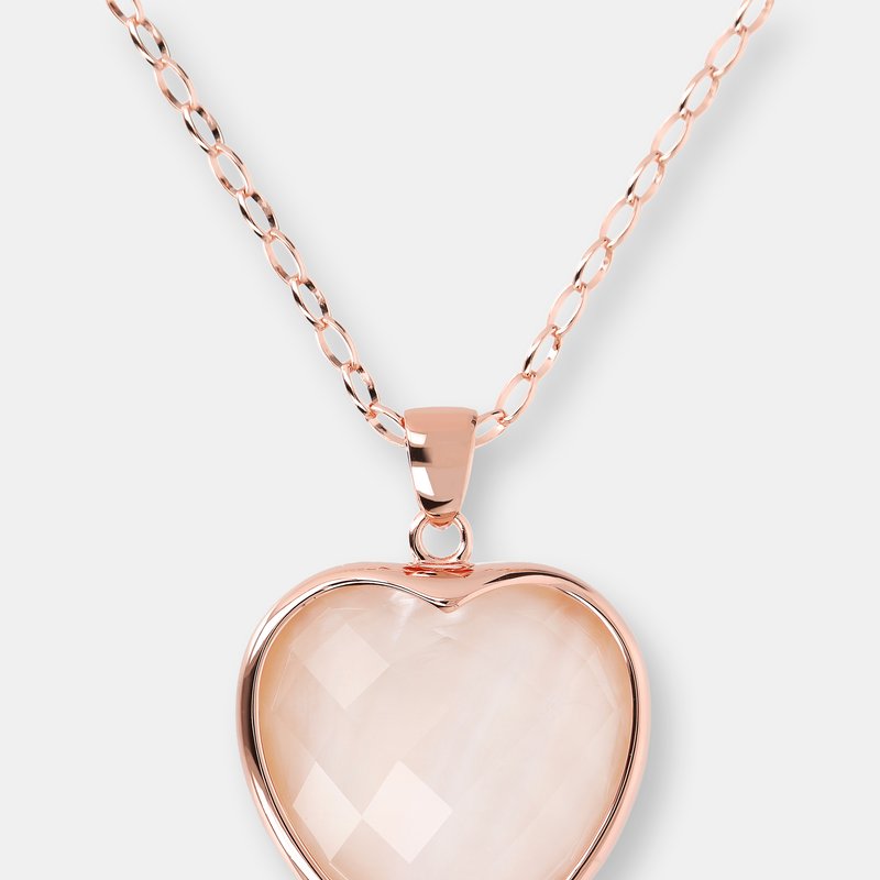 Bronzallure Carisma Heart Stone Pendant Necklace In Pink