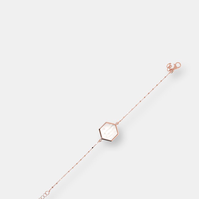 Shop Bronzallure Cube Chain Bracelet With Hexagon In Pink