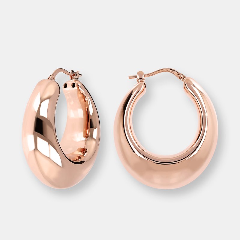Shop Bronzallure Domed Hoop Earrings 1.25" Length In Pink