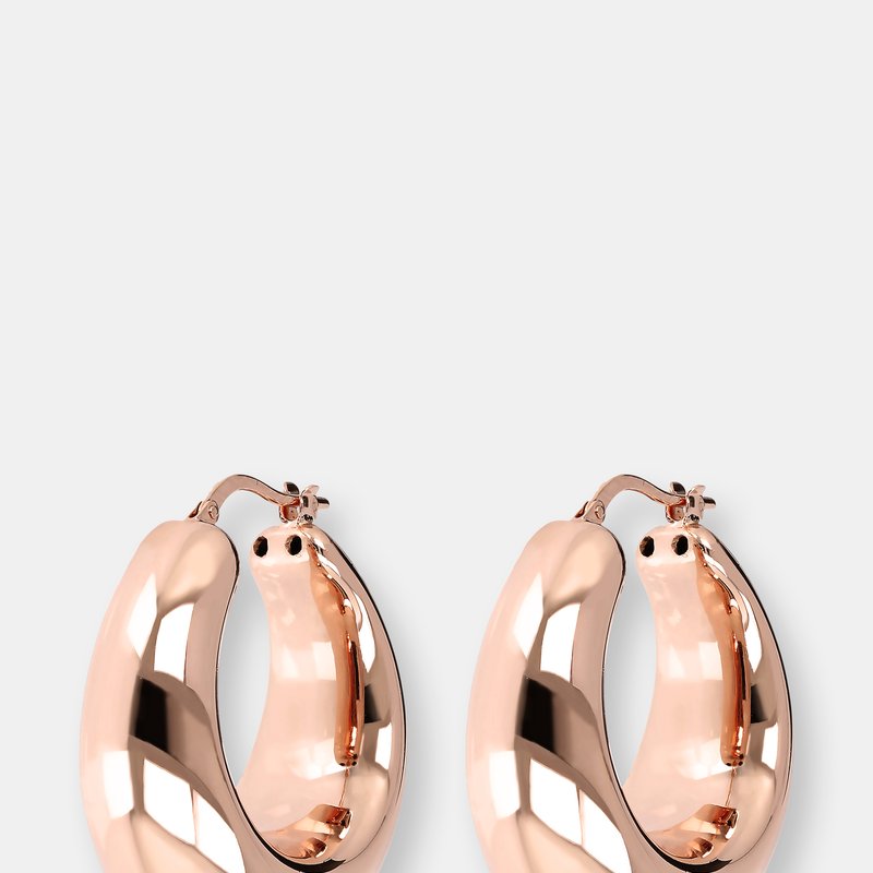 Bronzallure Domed Hoop Earrings 1.25" Length In Pink