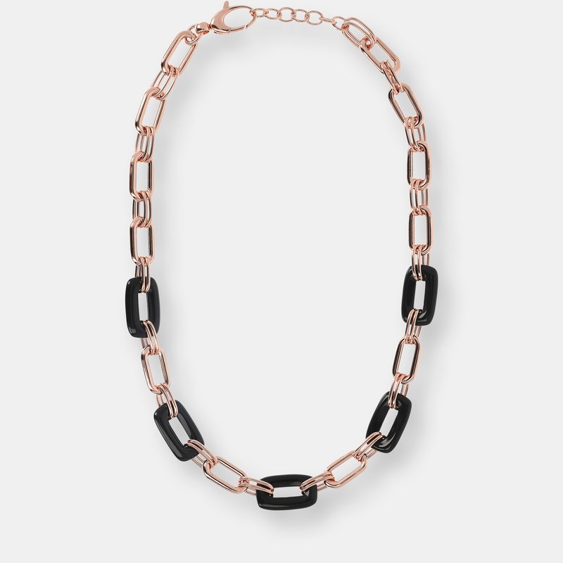 Shop Bronzallure Forzatina Chain And Natural Stone Details Necklace In Pink